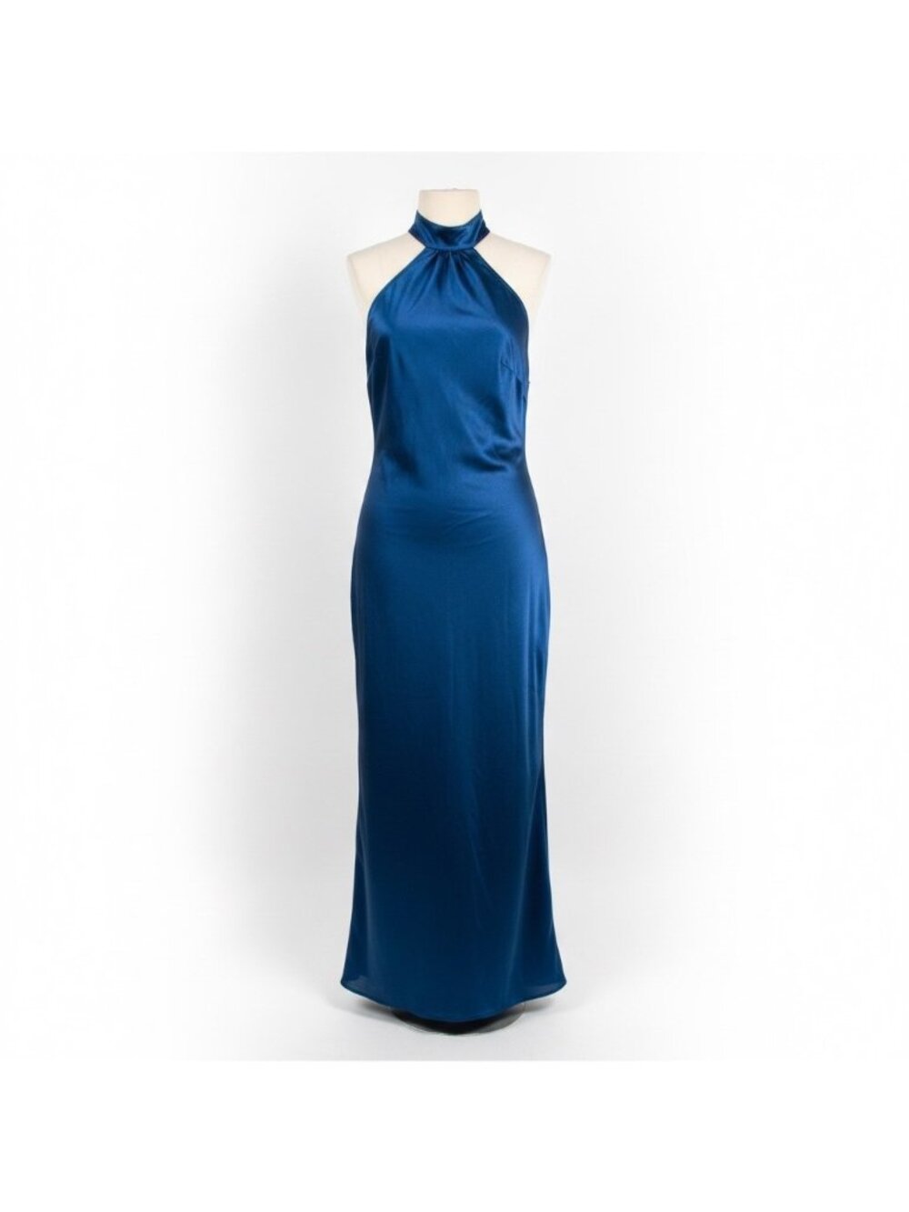 Prettygarden Womens Blue Halter Neck Maxi Dress Sleeveless  Elegant Sz XL